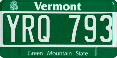 VT license plate YRQ793