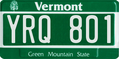 VT license plate YRQ801