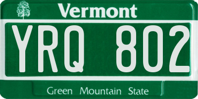 VT license plate YRQ802