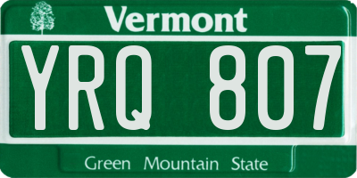 VT license plate YRQ807