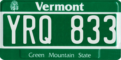 VT license plate YRQ833