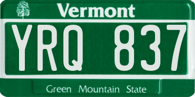 VT license plate YRQ837