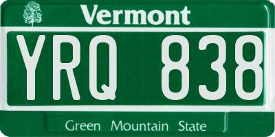 VT license plate YRQ838
