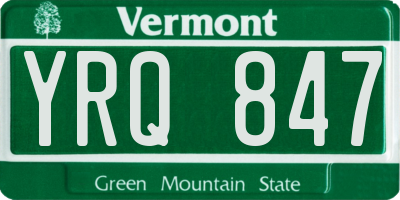 VT license plate YRQ847