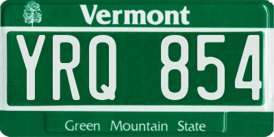 VT license plate YRQ854