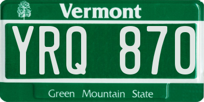 VT license plate YRQ870
