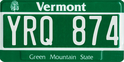 VT license plate YRQ874
