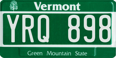 VT license plate YRQ898