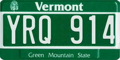 VT license plate YRQ914