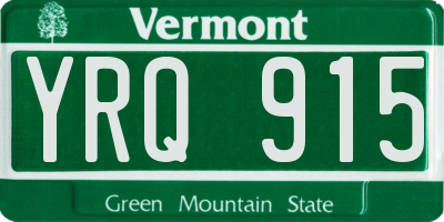 VT license plate YRQ915
