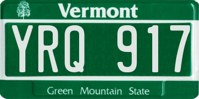 VT license plate YRQ917