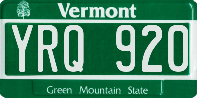 VT license plate YRQ920