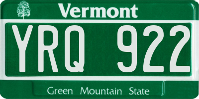 VT license plate YRQ922