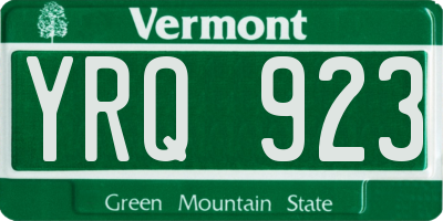 VT license plate YRQ923