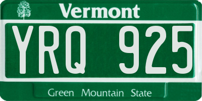 VT license plate YRQ925