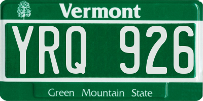 VT license plate YRQ926