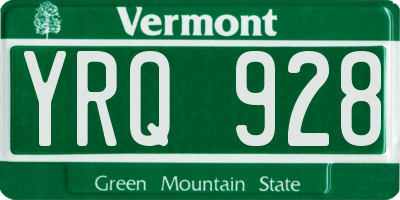 VT license plate YRQ928