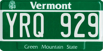VT license plate YRQ929