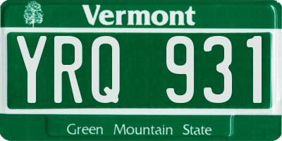 VT license plate YRQ931