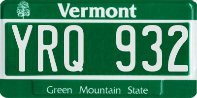 VT license plate YRQ932