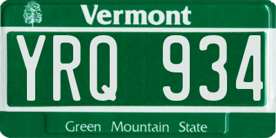 VT license plate YRQ934