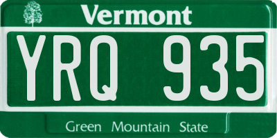 VT license plate YRQ935