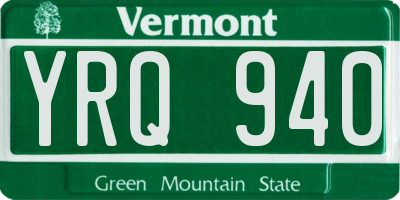 VT license plate YRQ940