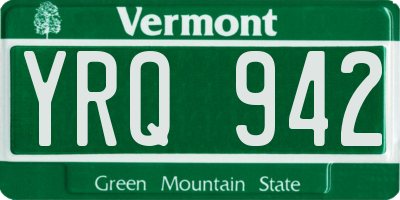 VT license plate YRQ942