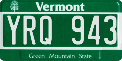 VT license plate YRQ943