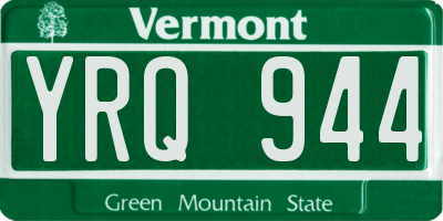 VT license plate YRQ944