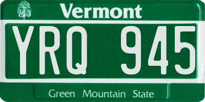 VT license plate YRQ945