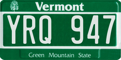 VT license plate YRQ947