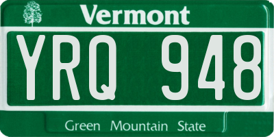 VT license plate YRQ948