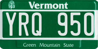 VT license plate YRQ950