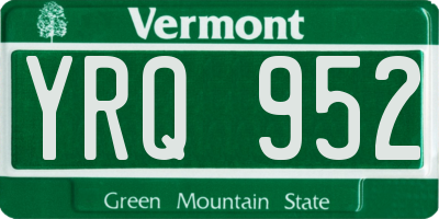 VT license plate YRQ952