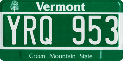 VT license plate YRQ953