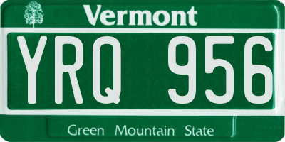 VT license plate YRQ956