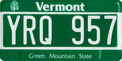 VT license plate YRQ957