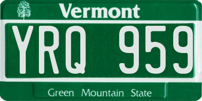VT license plate YRQ959