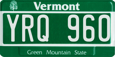 VT license plate YRQ960