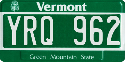 VT license plate YRQ962