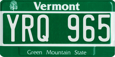 VT license plate YRQ965