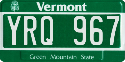 VT license plate YRQ967