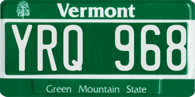VT license plate YRQ968