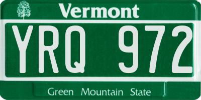 VT license plate YRQ972