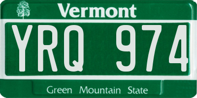 VT license plate YRQ974