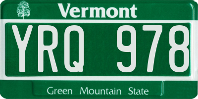 VT license plate YRQ978