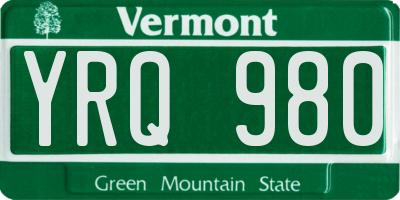 VT license plate YRQ980