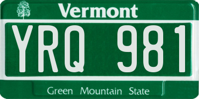 VT license plate YRQ981