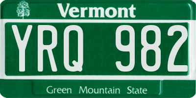 VT license plate YRQ982